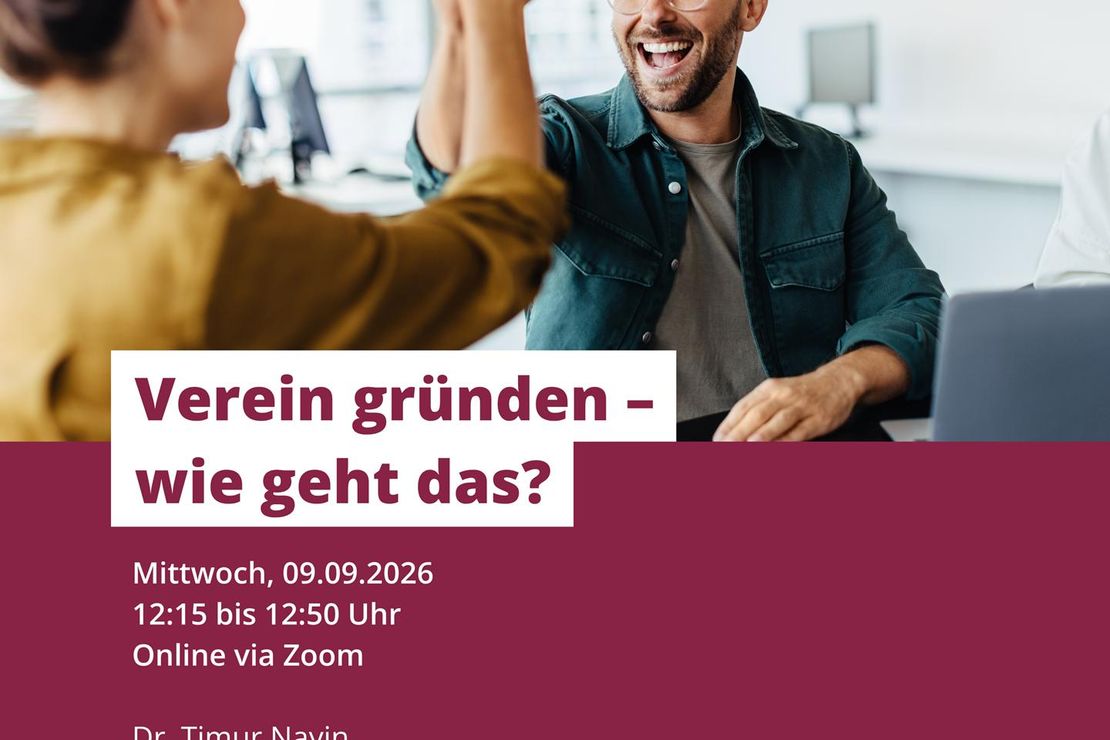 Webinar "Verein gründen – wie geht das?" am 09.09.2026 um 12:15 Uhr. Online und kostenfrei.