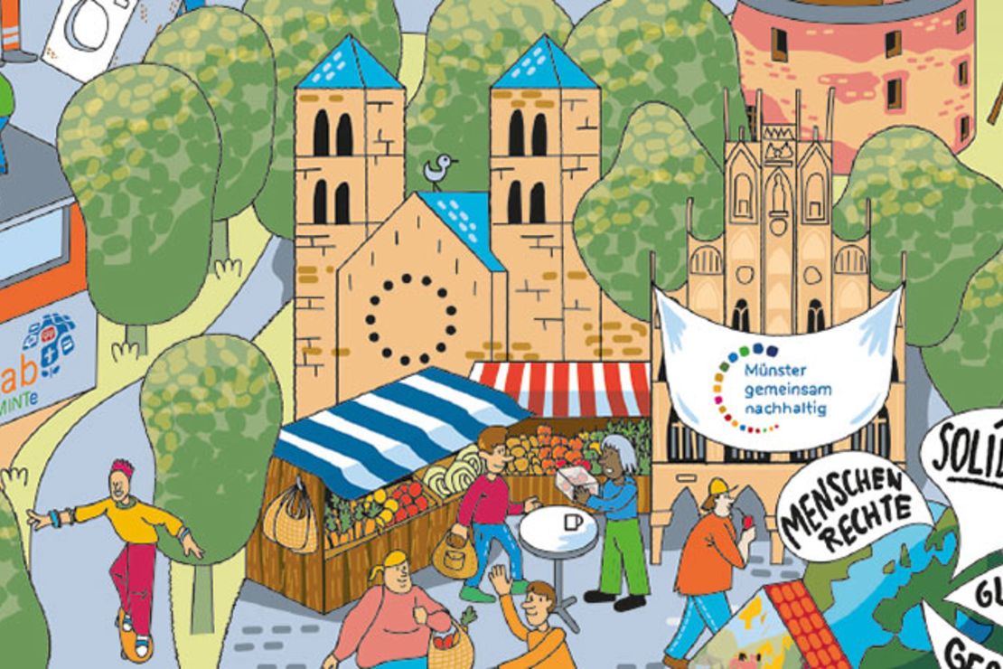  Wimmelbild mit Münster-Motiven