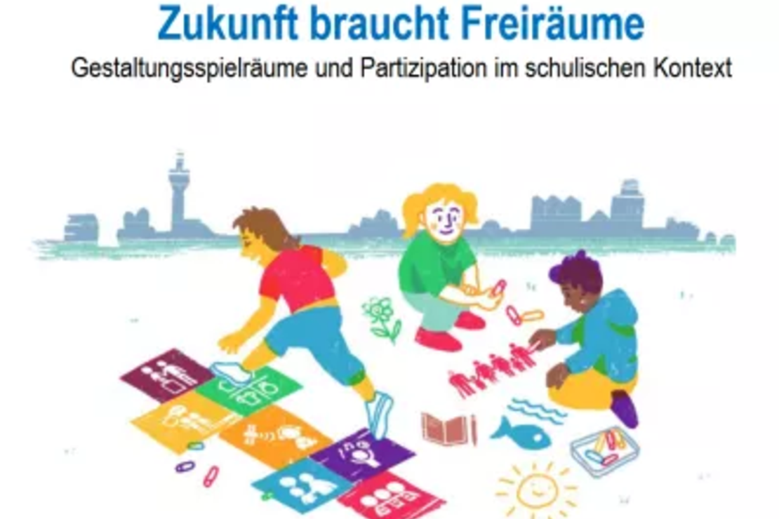 Kinder malen und spielen und beschäftigen sich mit Nachhaltigkeitszielen und Kinderrechten