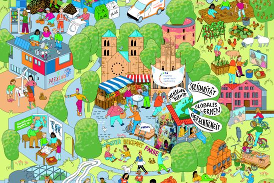 Wimmelbild des BNE-Netzwerk Münster