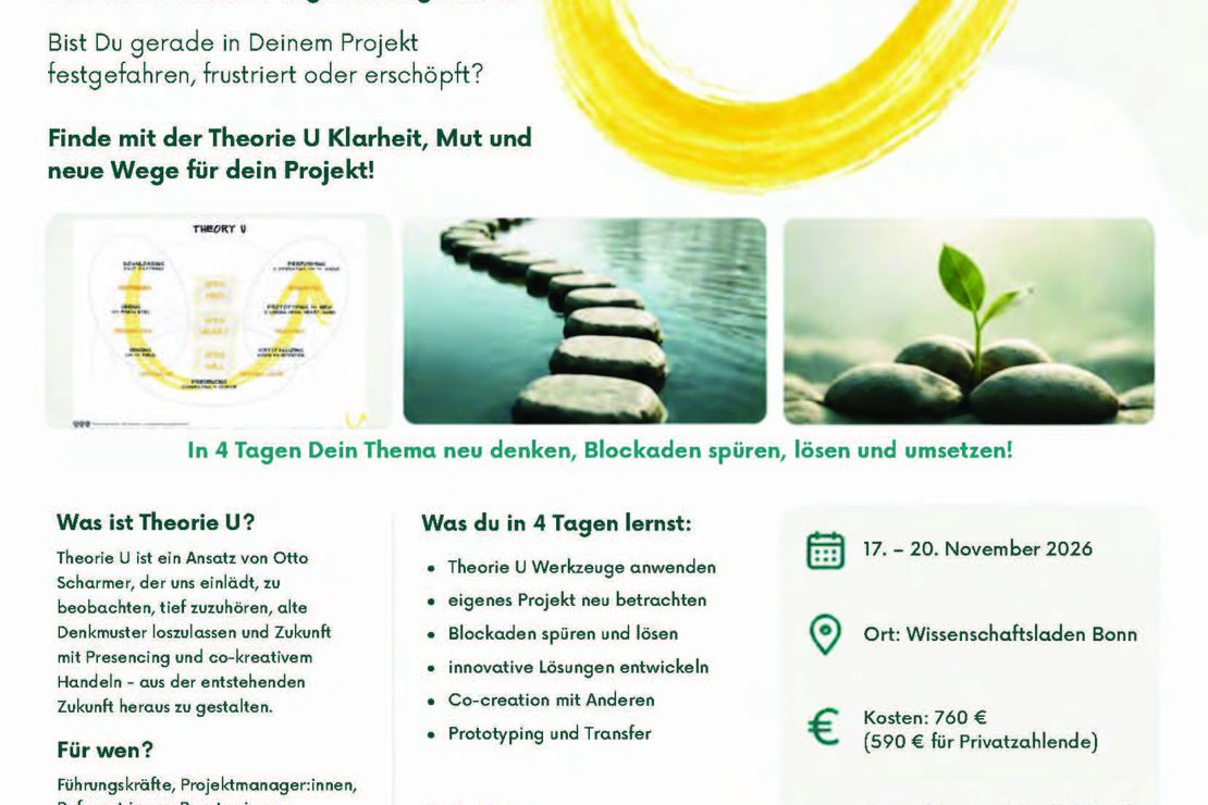 Es wird der Text für den Bildungsurlaub grafisch dargestellt ein gelber Pfeil für die Theorie U