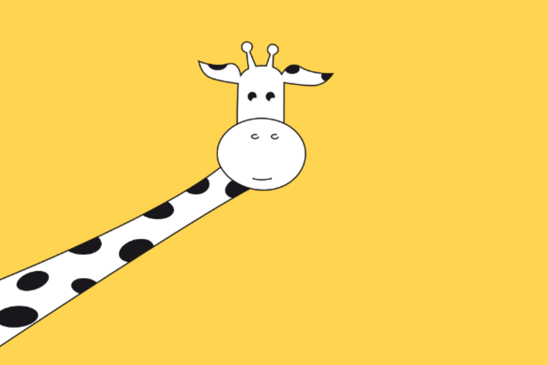 Auf dem Bild ist auf der linken Seite eine Giraffe, das Logotier von 10drei e.V., abgebildet.