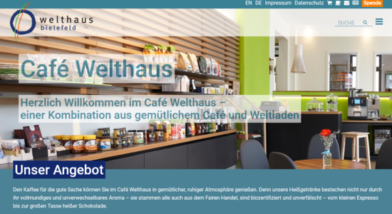 Screenshot des Cafe Welthaus des Welthaus Bielefeld