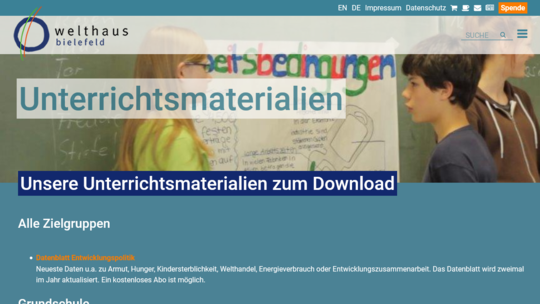 Screenshot der Unterrichtsmaterialien des Welthaus Bielefeld