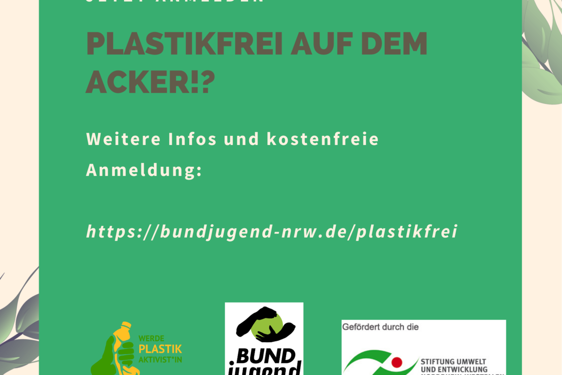 Die Veranstaltung wird durchgeführt von der BUNDjugend NRW. Gefördert wird das Projekt "Werde Plastik-Aktivist*in" von der Stiftung Umwelt und Entwicklung NRW